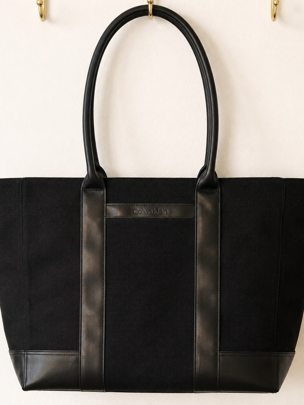 Calvin Klein Black Large Tote Bag Shopper Work Travel Shoulder Bag